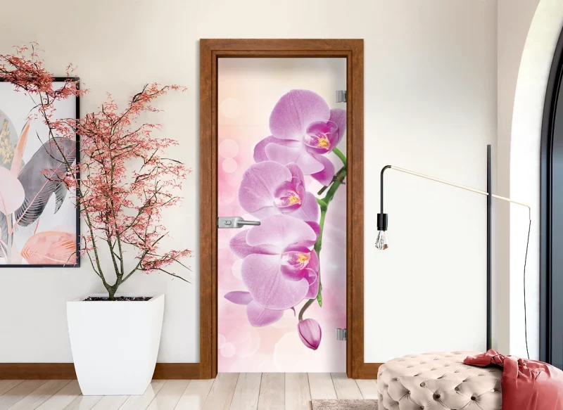 Стъклена Врата Gama Print G 13-3 Pink Златен Дъб