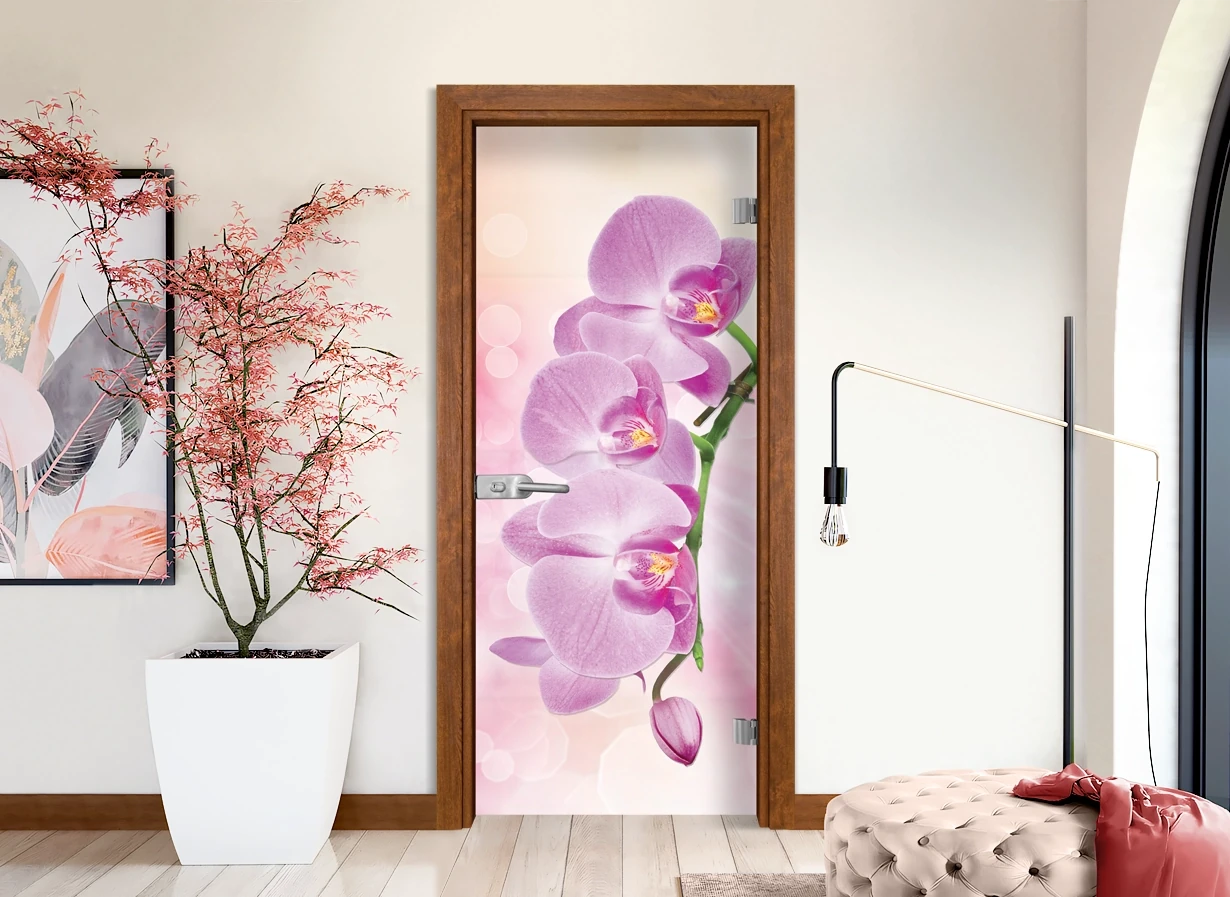 Стъклена Врата Gama Print G 13-3 Pink Златен Дъб